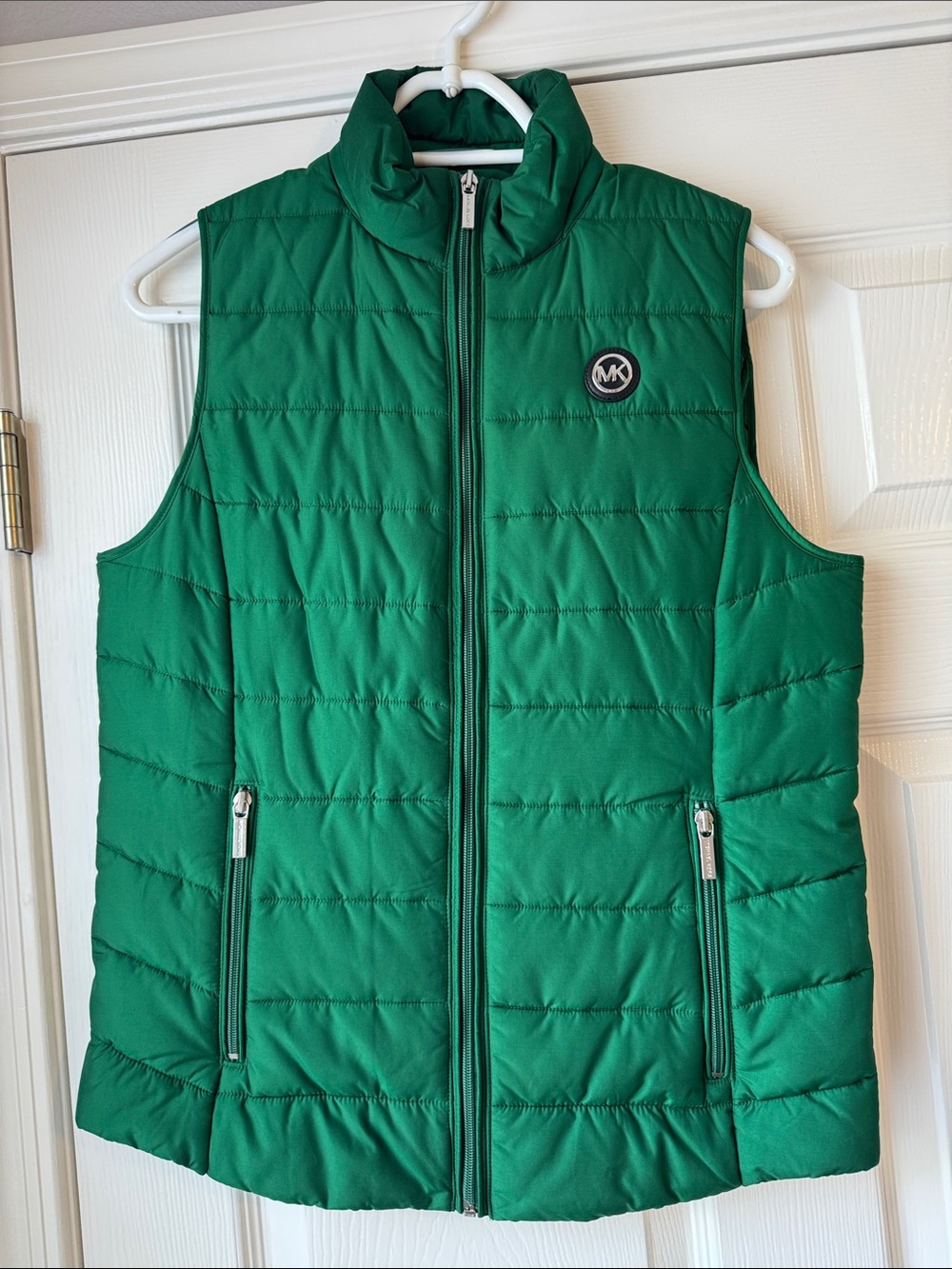 Michael Kors Green Quilted Puffer Vest with MK Logo